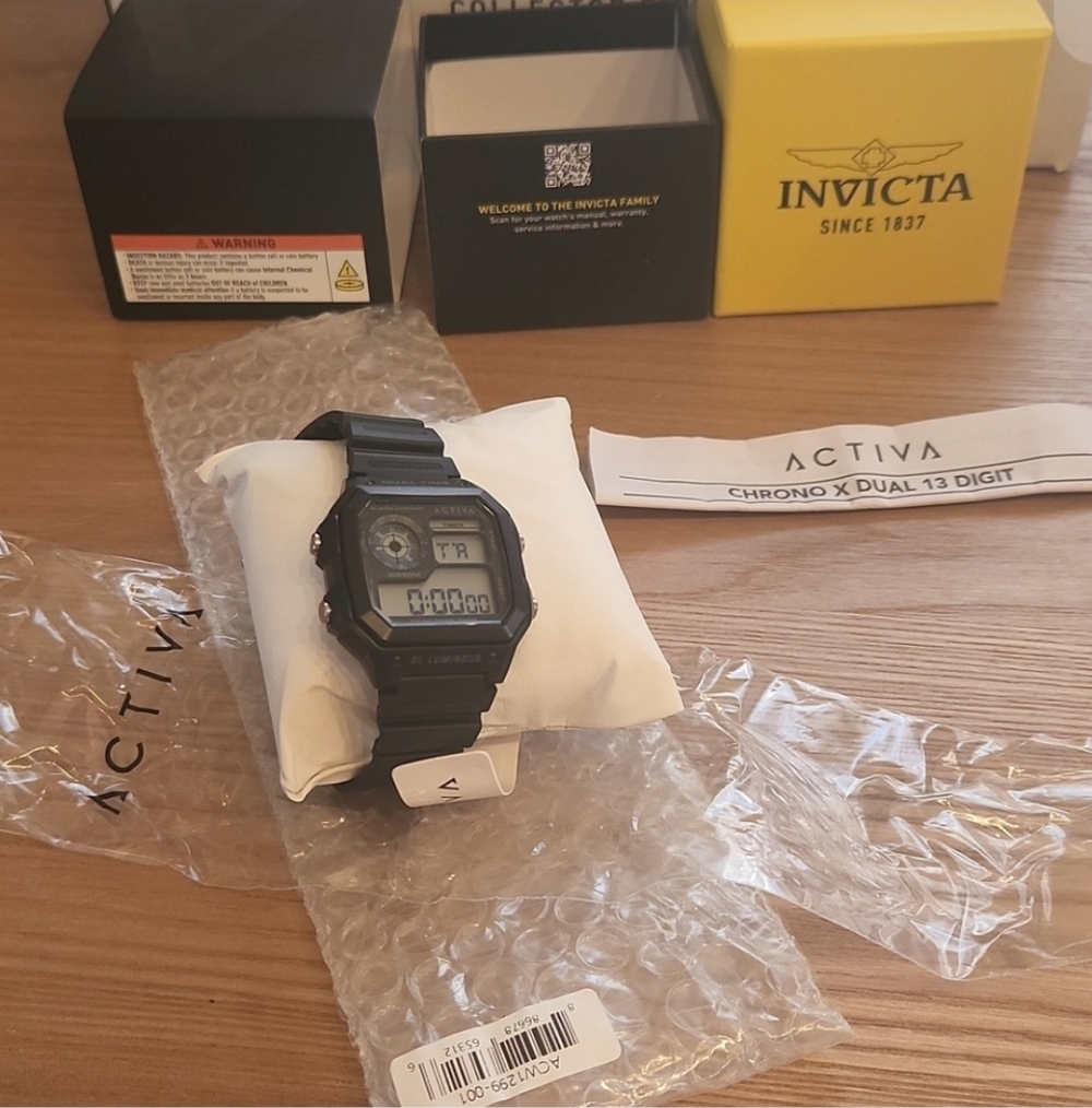 NIB Mens Invicta Activa Chrono X Dual 13 Digit Watch